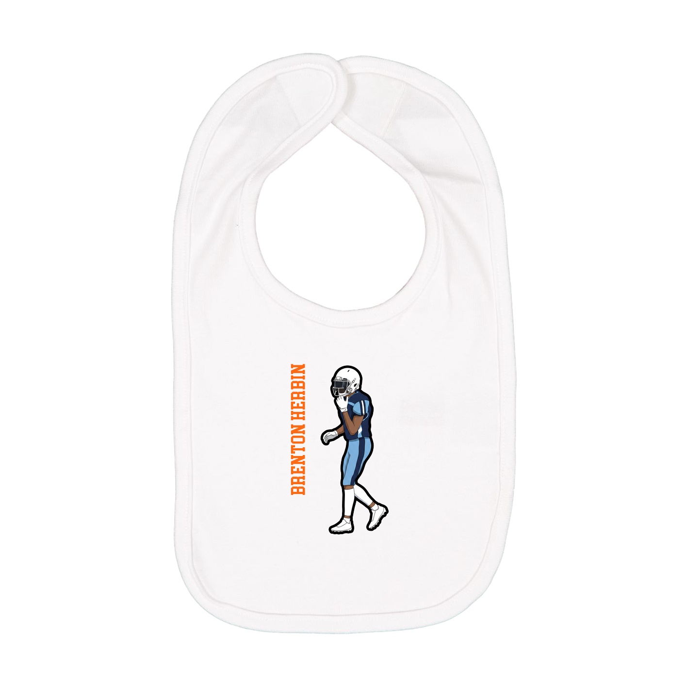 Infant Bib — Name Vertical in White
