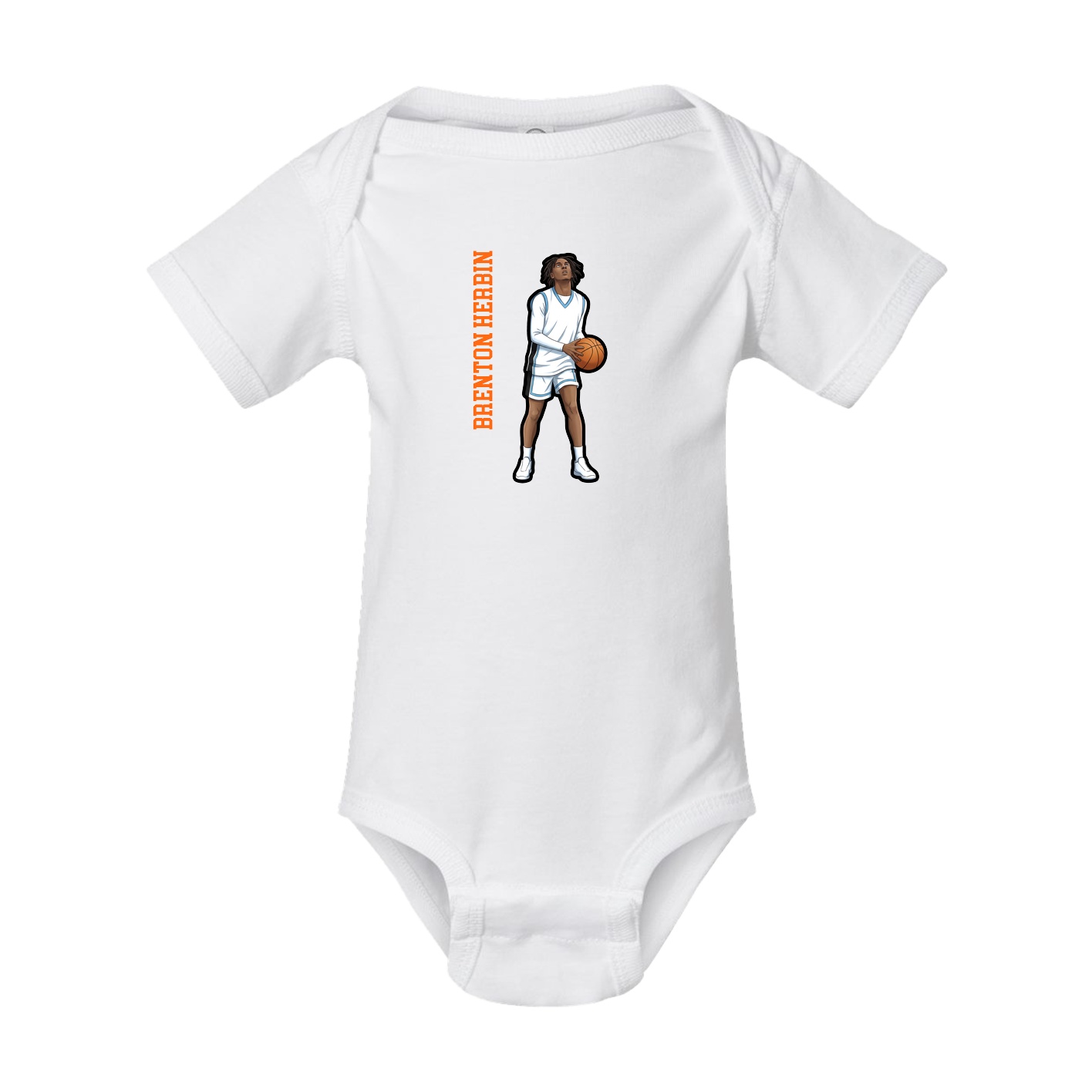 Baby Onesie — Name Vertical in White