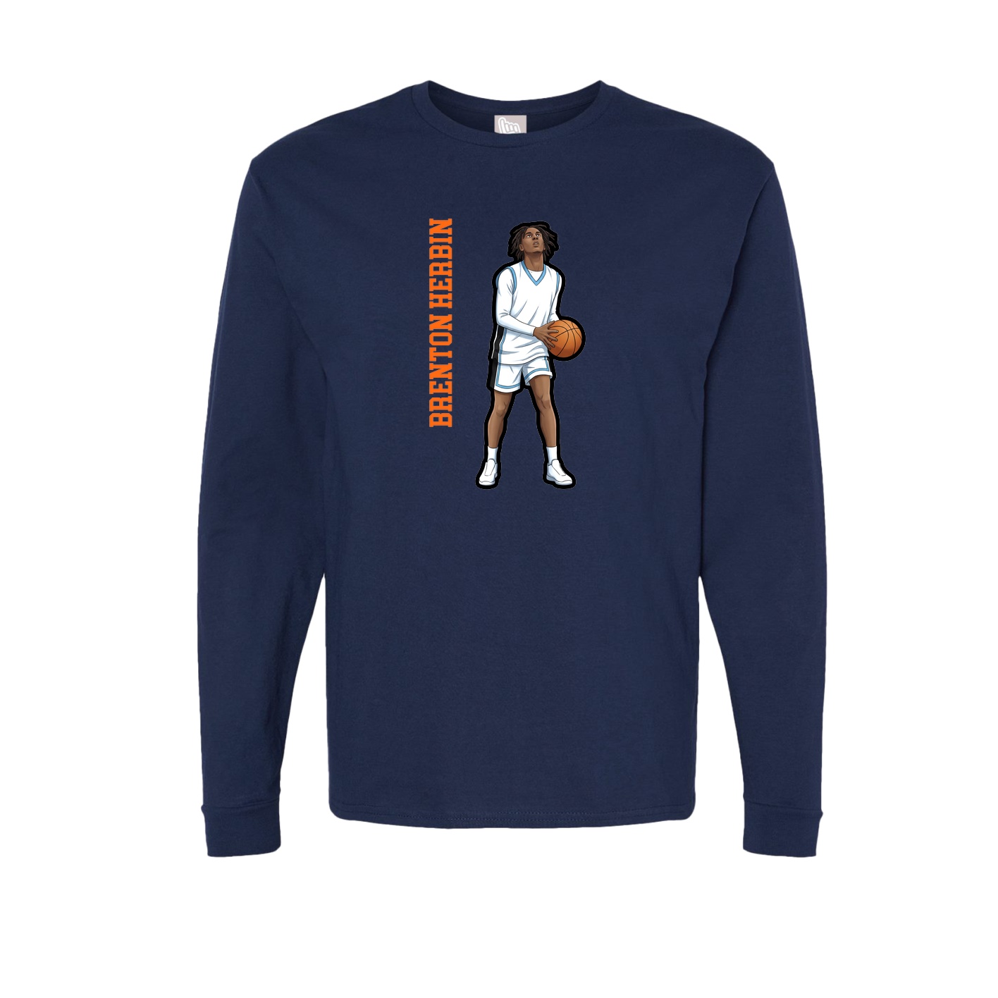 Long Sleeve Tee — Name Vertical in Navy