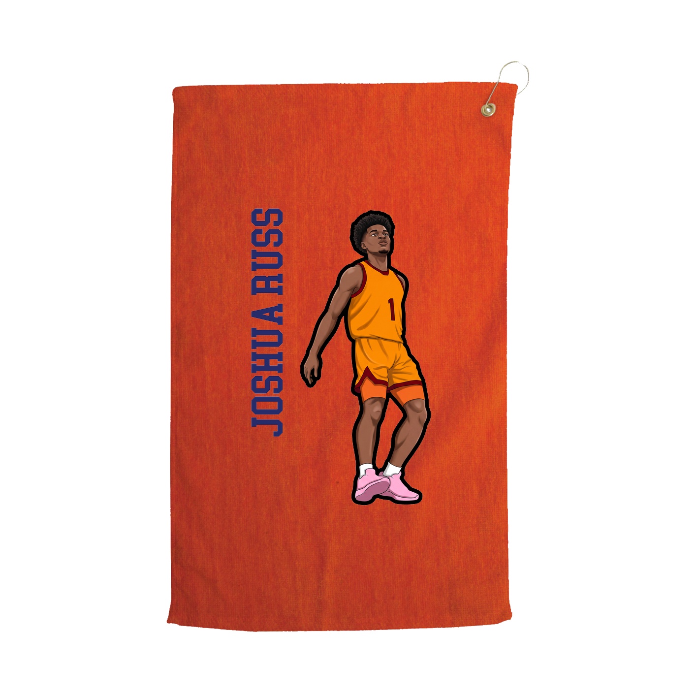 Golf Towel — Name Vertical in Orange