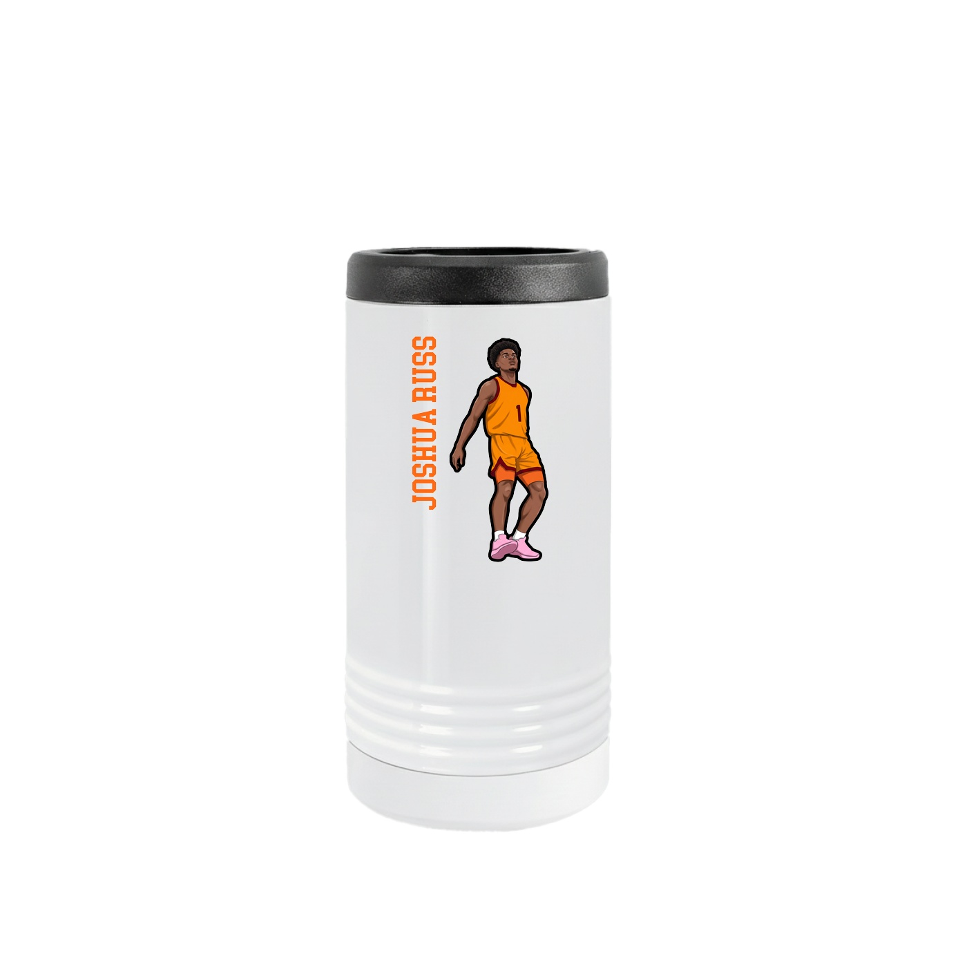 Slim Beverage Holder — Name Vertical in White