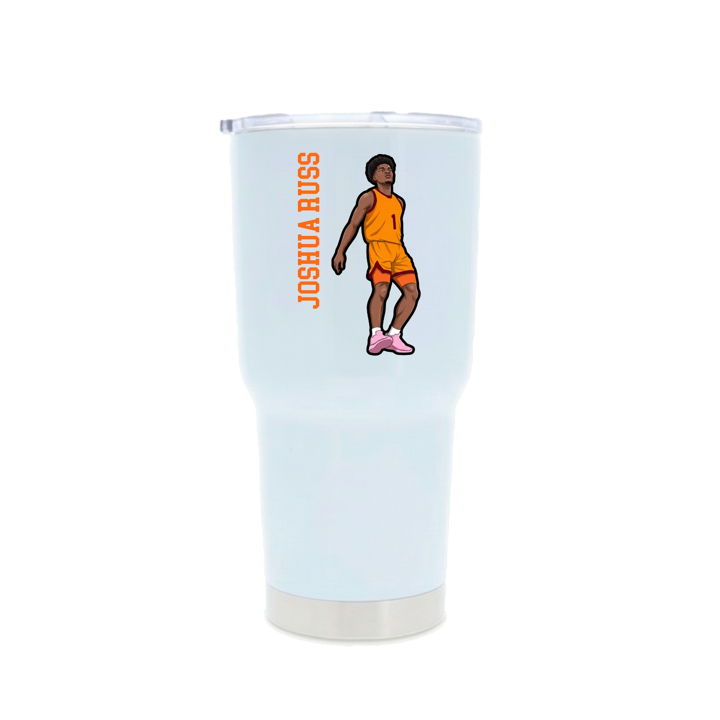 30oz Stainless Steel Tumbler — Name Vertical in White