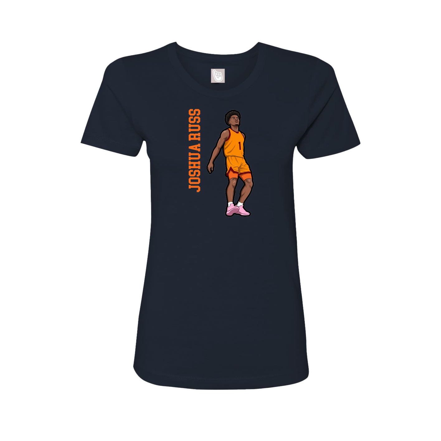 Fitted Women's Tee — Name Vertical in Navy