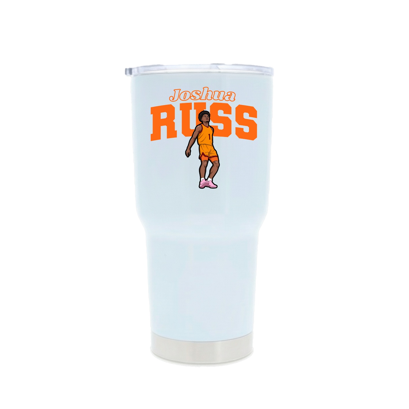 30oz Stainless Steel Tumbler — Name Arch in White