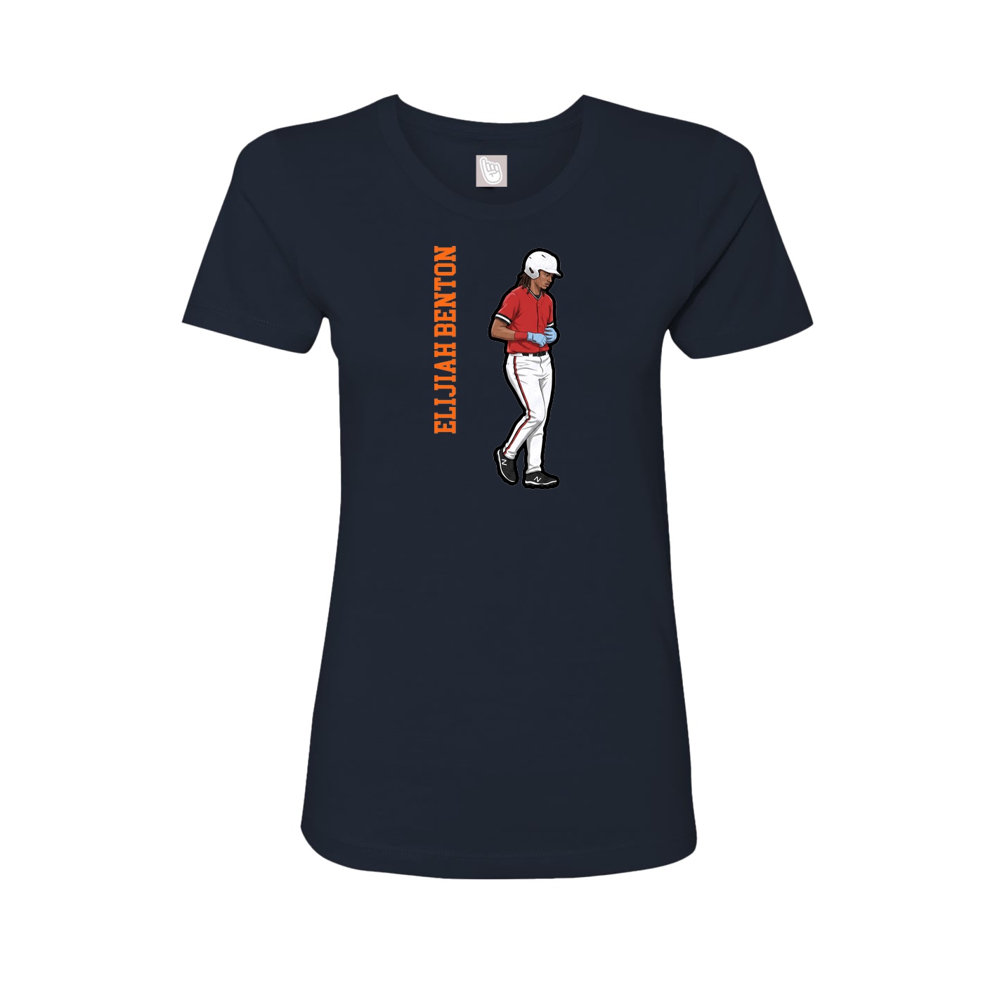 Fitted Women's Tee — Name Vertical in Navy