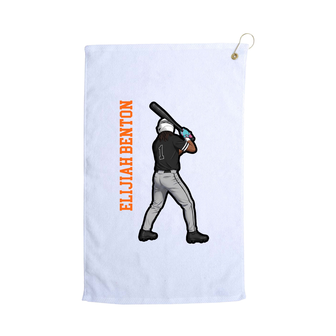 Golf Towel — Name Vertical in White