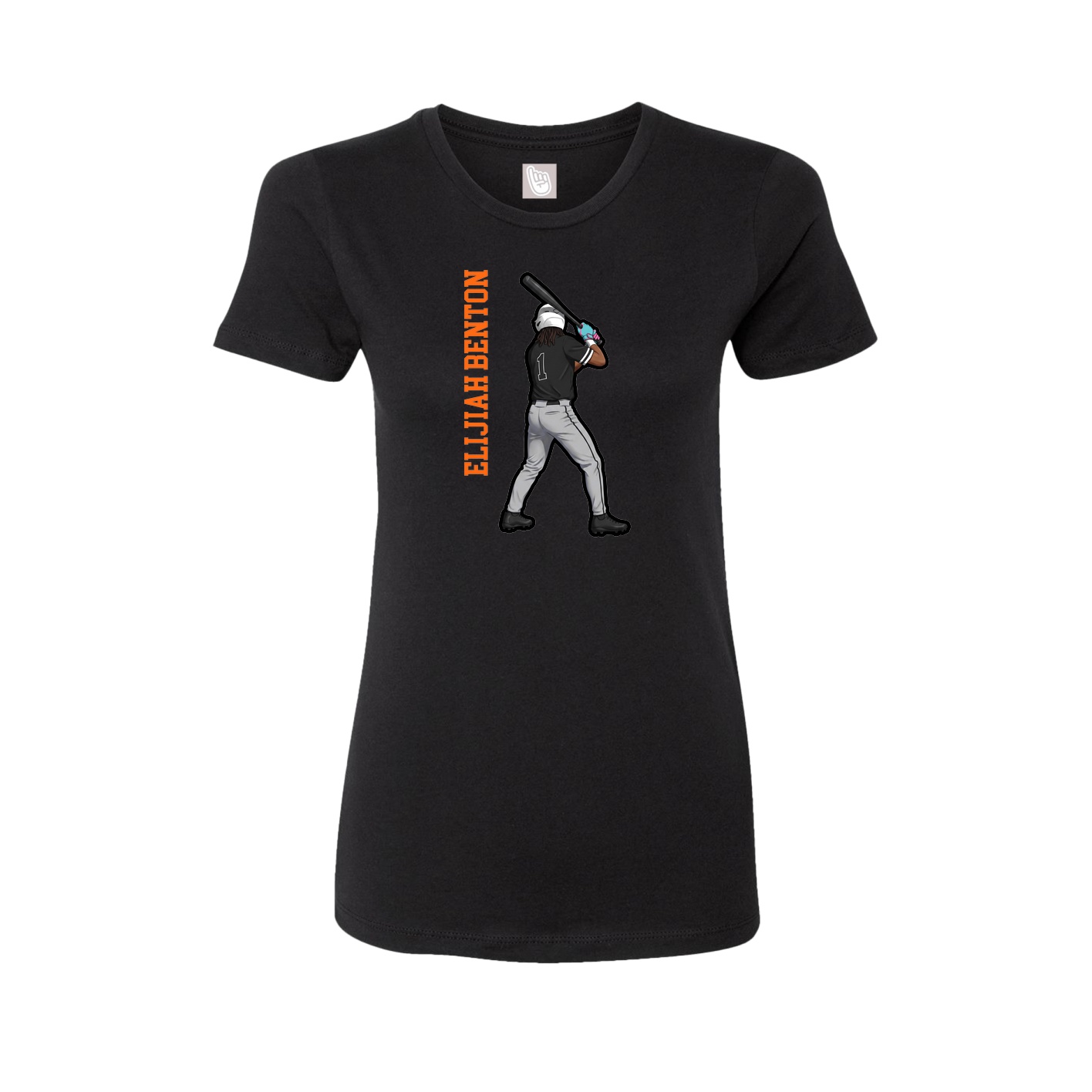 Fitted Women's Tee — Name Vertical in Black
