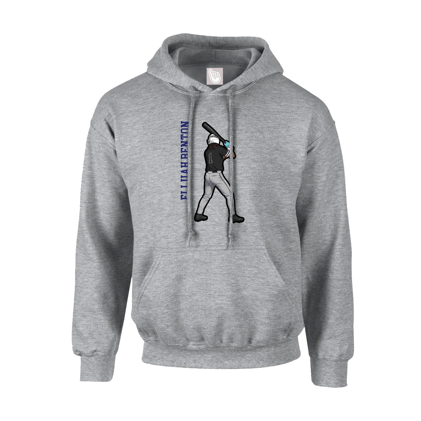 Youth Hoodie — Name Vertical in Grey
