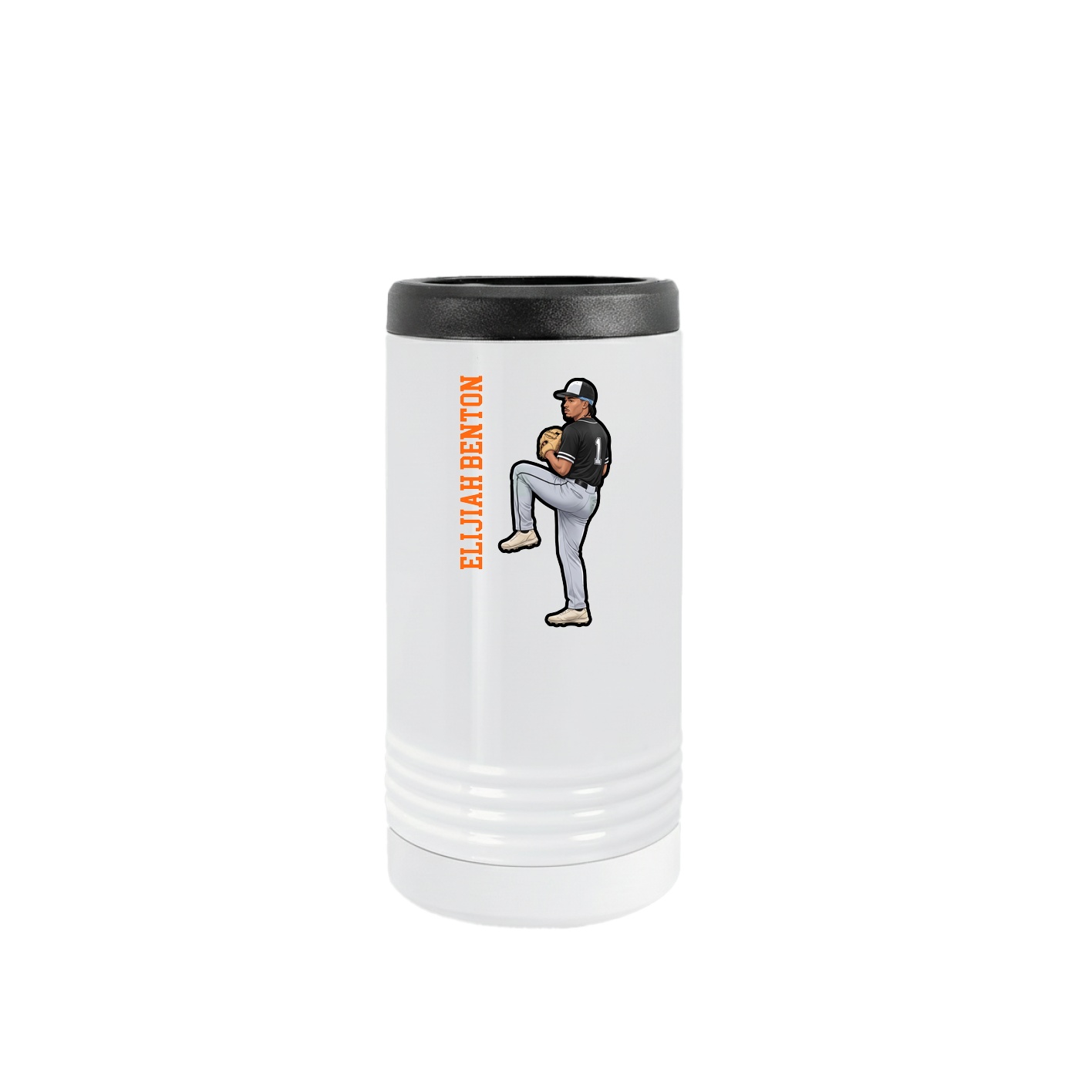 Slim Beverage Holder — Name Vertical in White