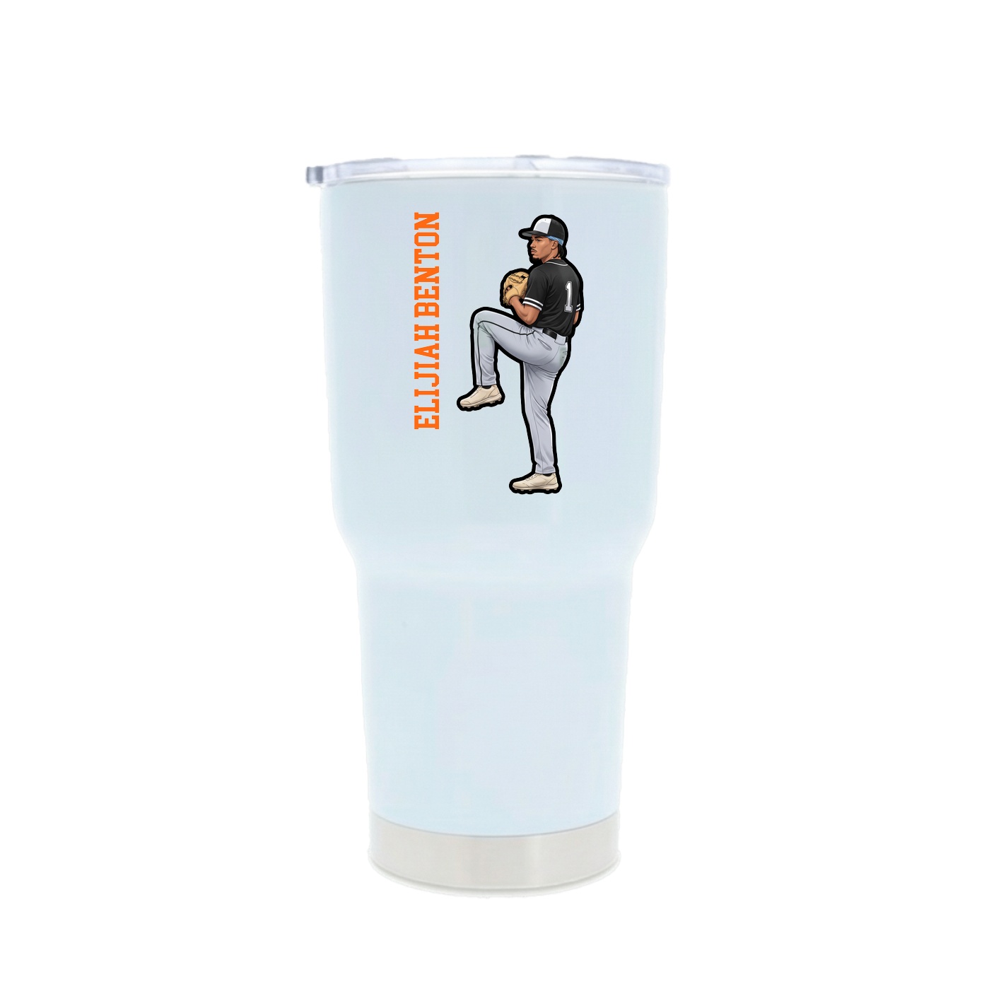 30oz Stainless Steel Tumbler — Name Vertical in White
