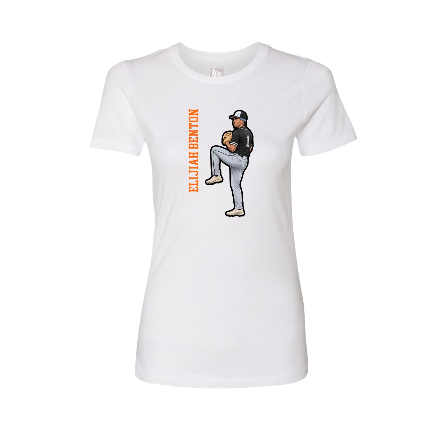 Fitted Women's Tee — Name Vertical in White