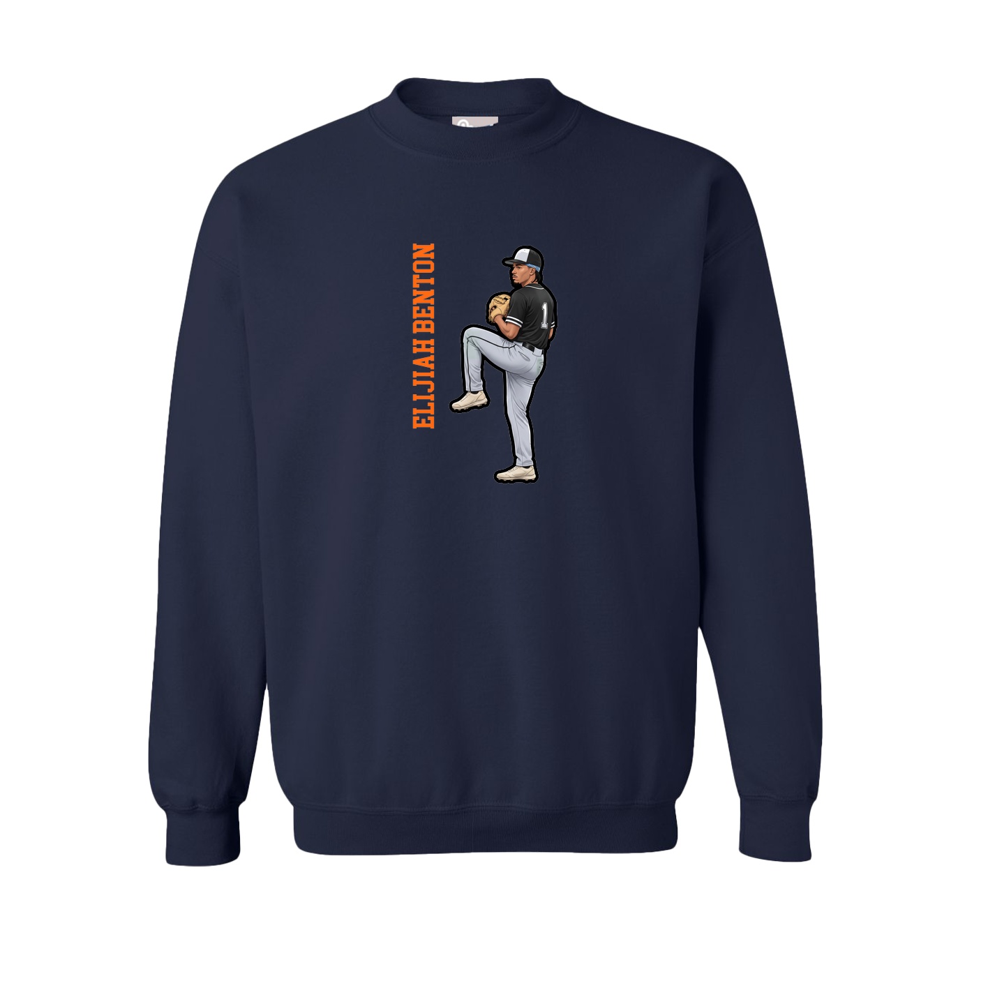 Fleece Crew — Name Vertical in Navy