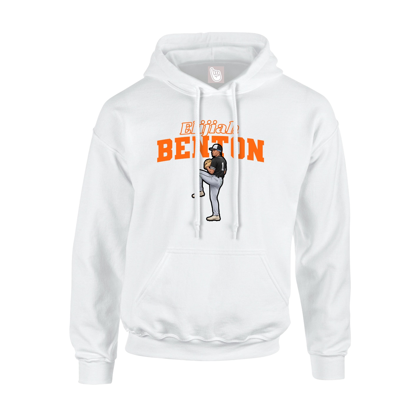 Youth Hoodie — Name Arch in White