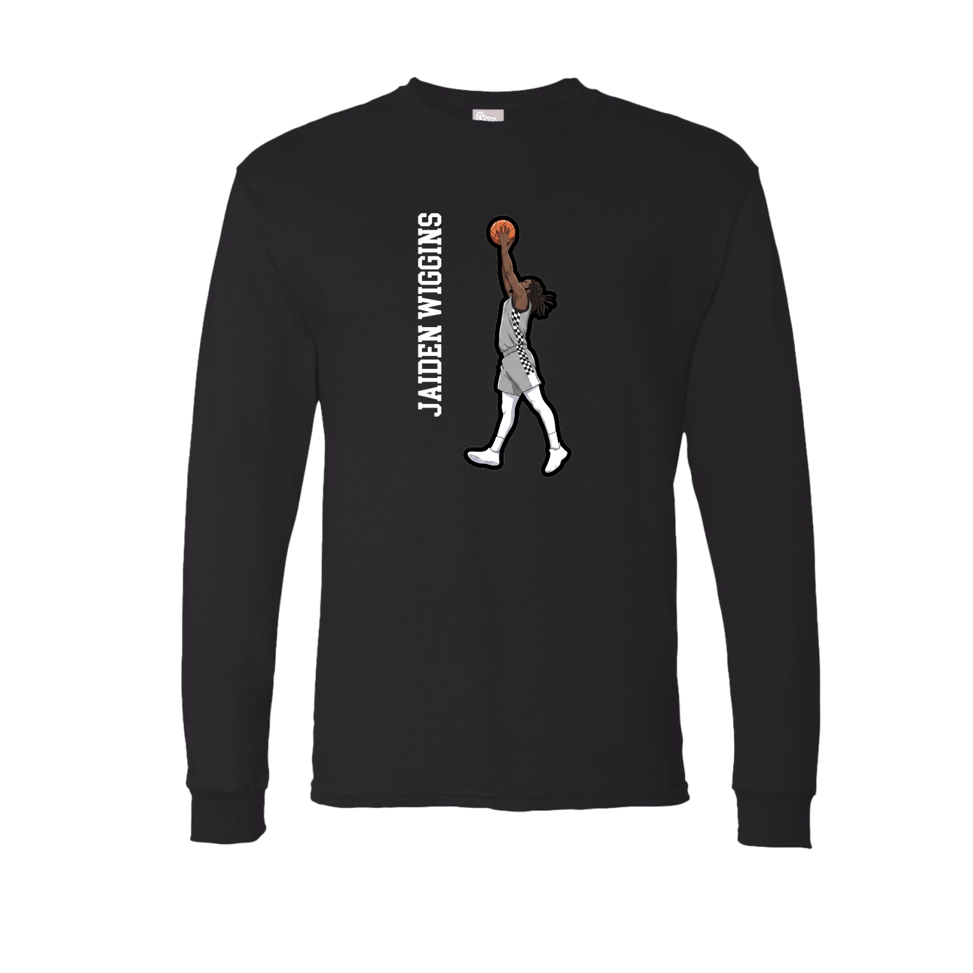 Long Sleeve Tee — Name Vertical in Black
