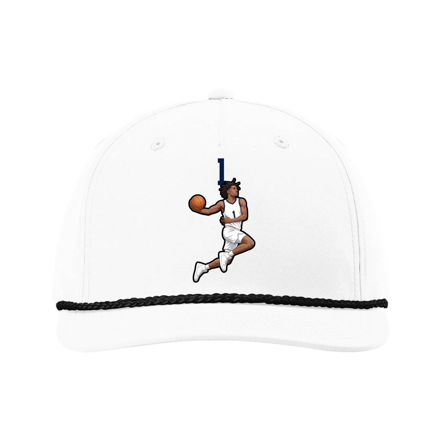 Five-Panel Classic Rope Cap — Number Top in White
