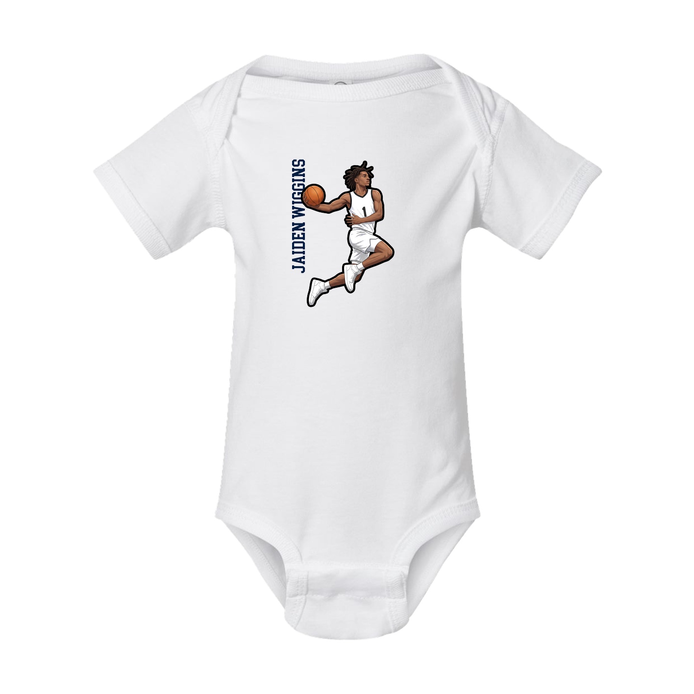 Baby Onesie — Name Vertical in White