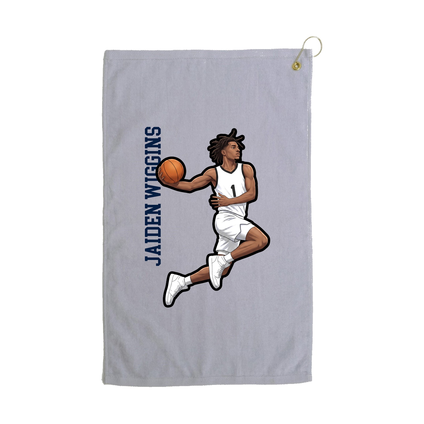 Golf Towel — Name Vertical in Grey