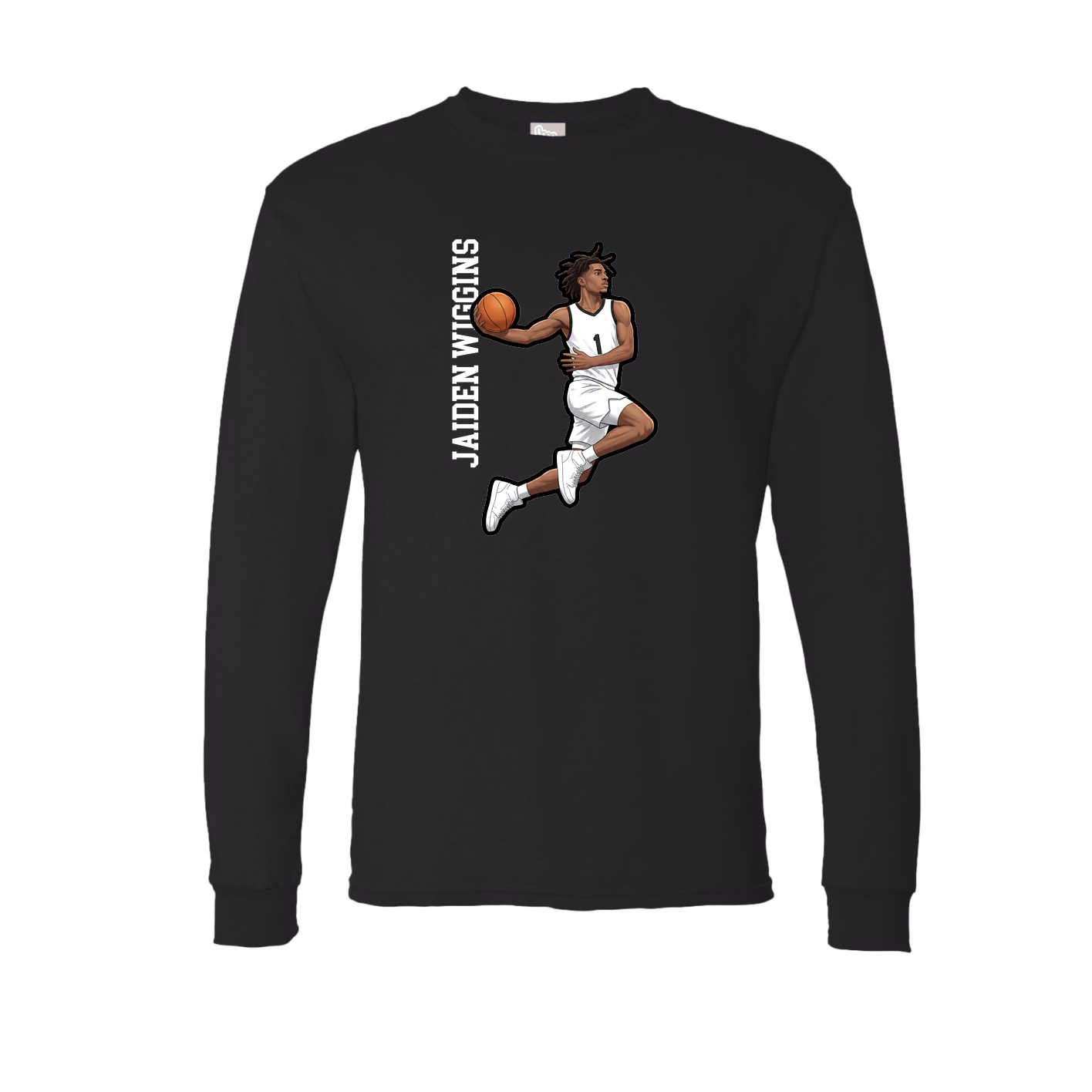 Long Sleeve Tee — Name Vertical in Black