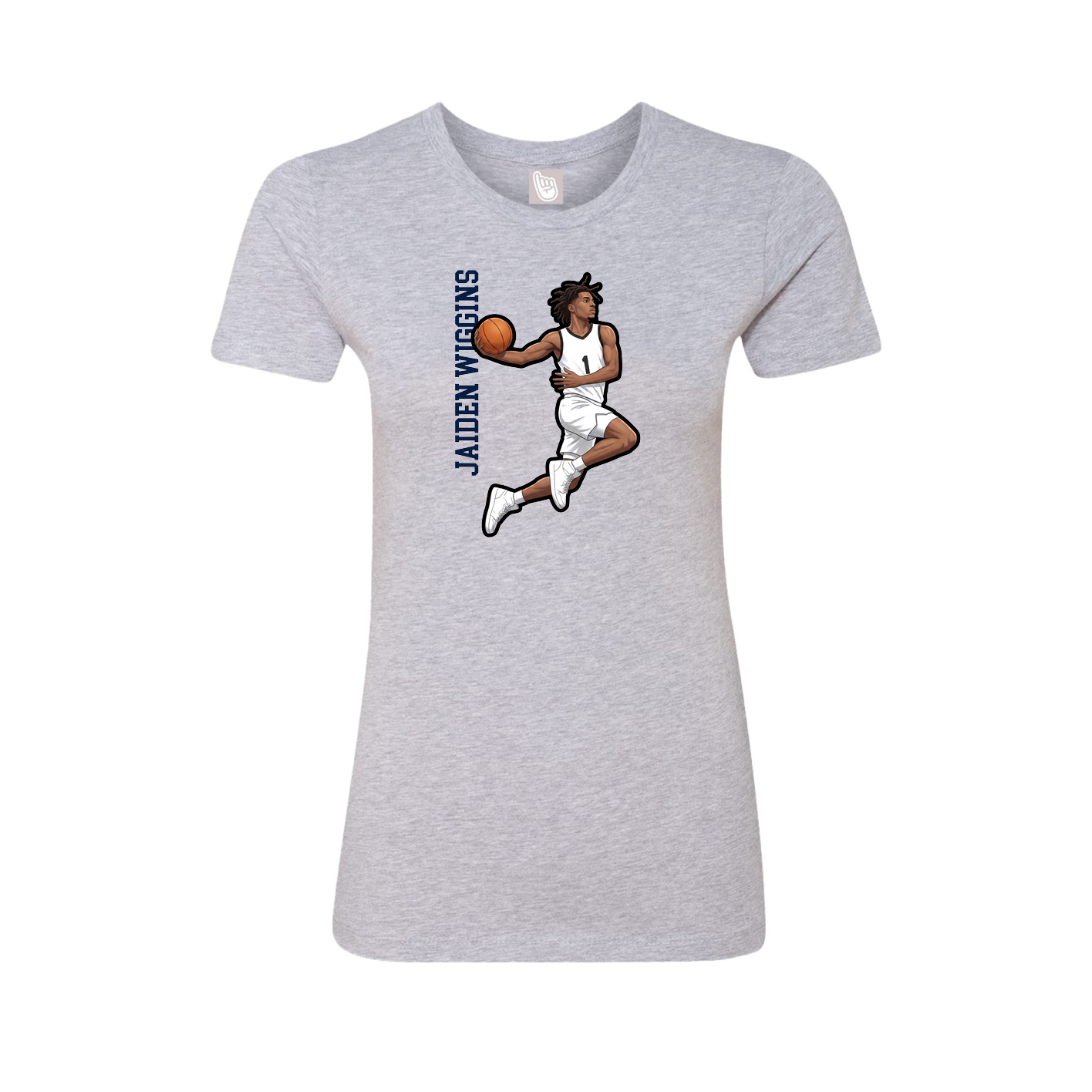 Fitted Women's Tee — Name Vertical in Grey