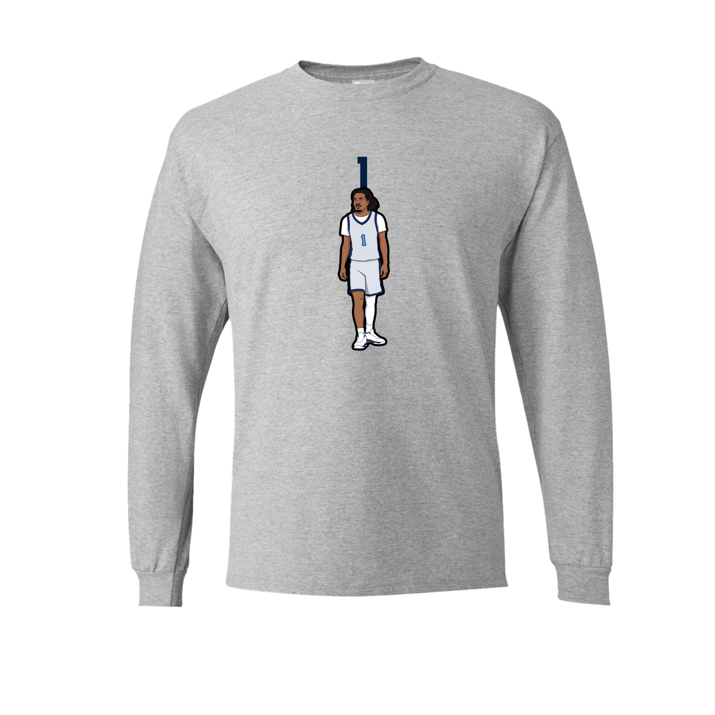 Long Sleeve Tee — Number Top in Grey