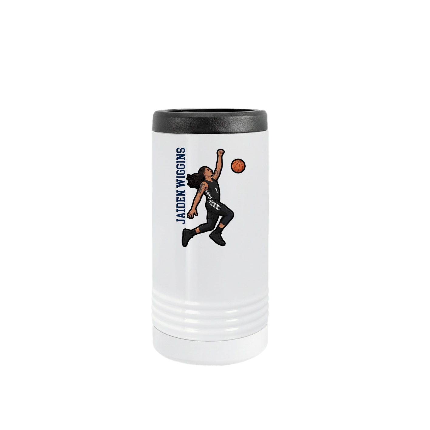 Slim Beverage Holder — Name Vertical in White