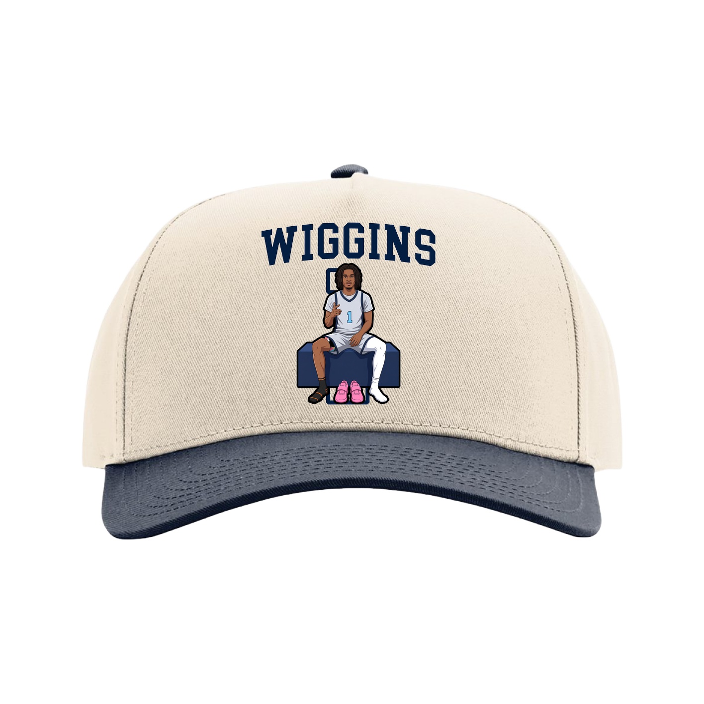 Full Fabric Five-Panel Champ Cap — Shirsey in Cream/Navy