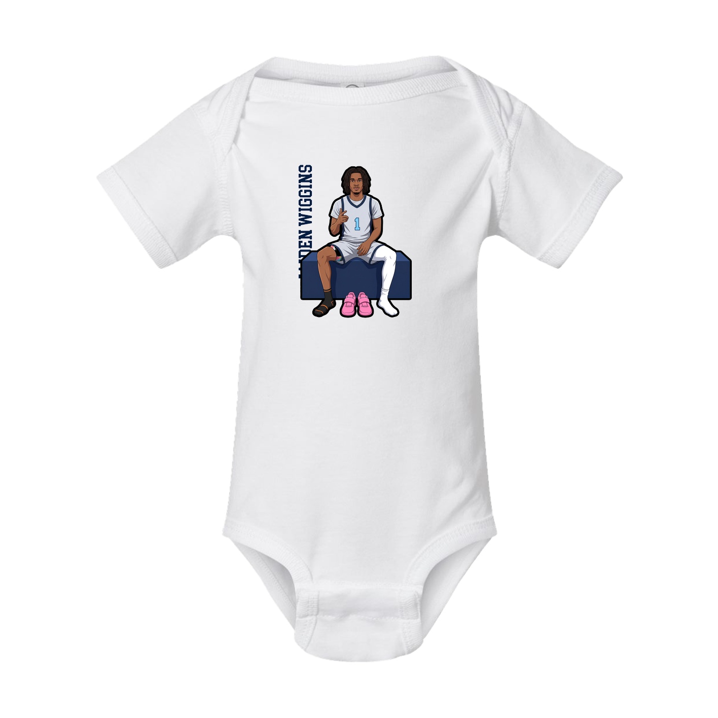 Baby Onesie — Name Vertical in White