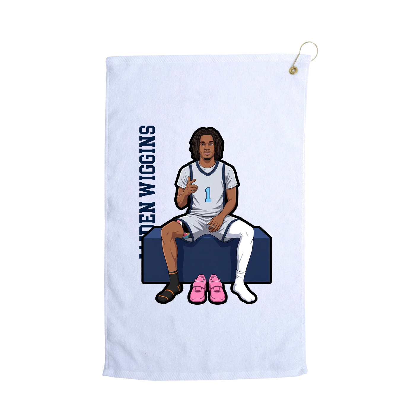 Golf Towel — Name Vertical in White