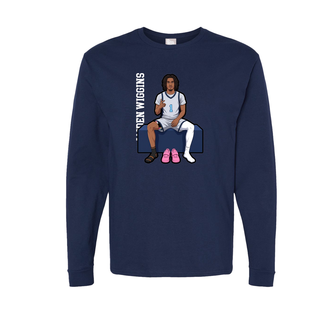 Long Sleeve Tee — Name Vertical in Navy