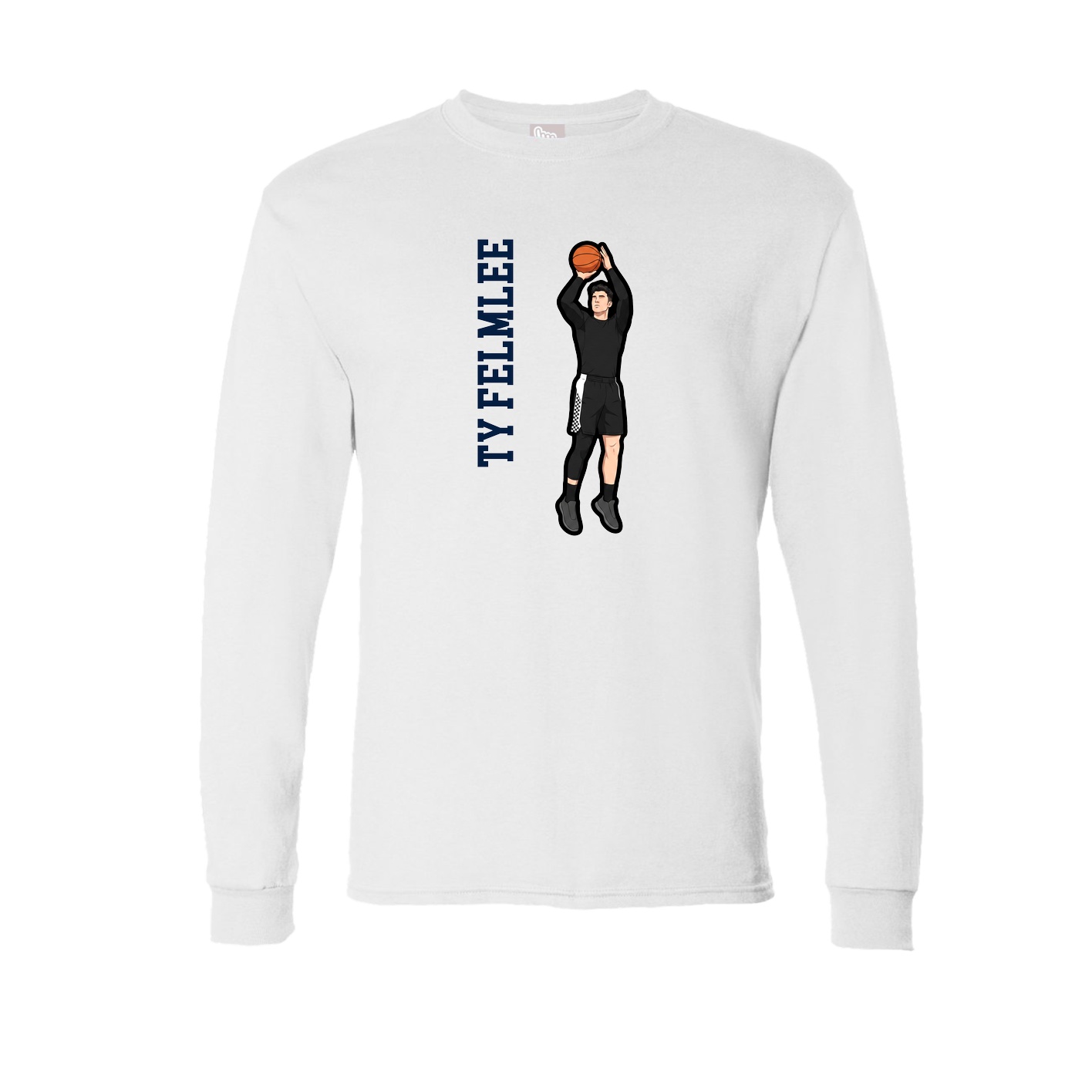 Long Sleeve Tee — Name Vertical in White