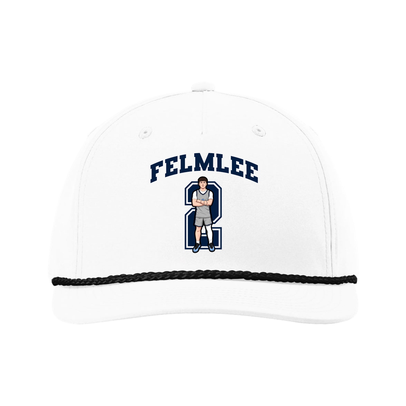 Five-Panel Classic Rope Cap — Number in White