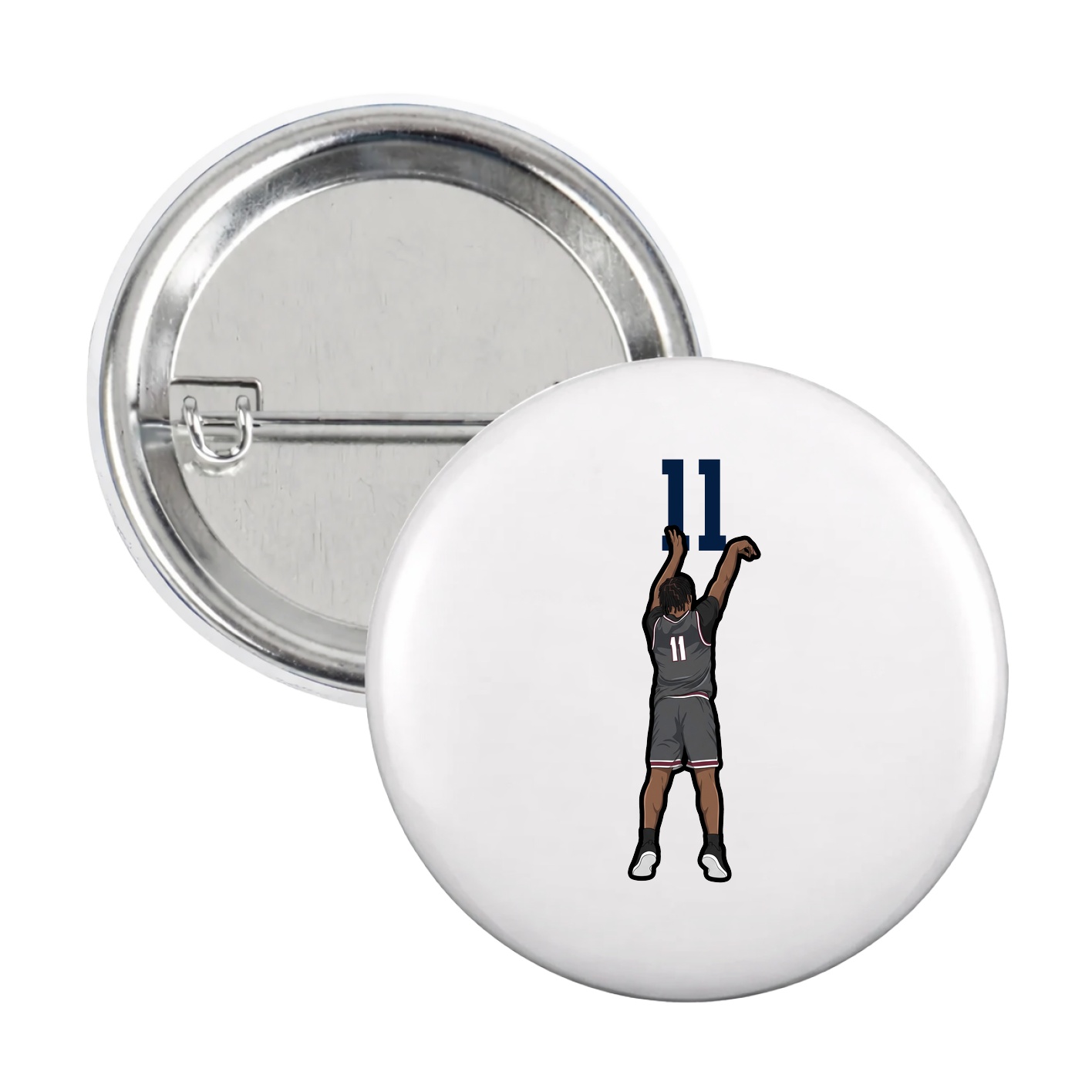 Game Day Button — Number Top in White