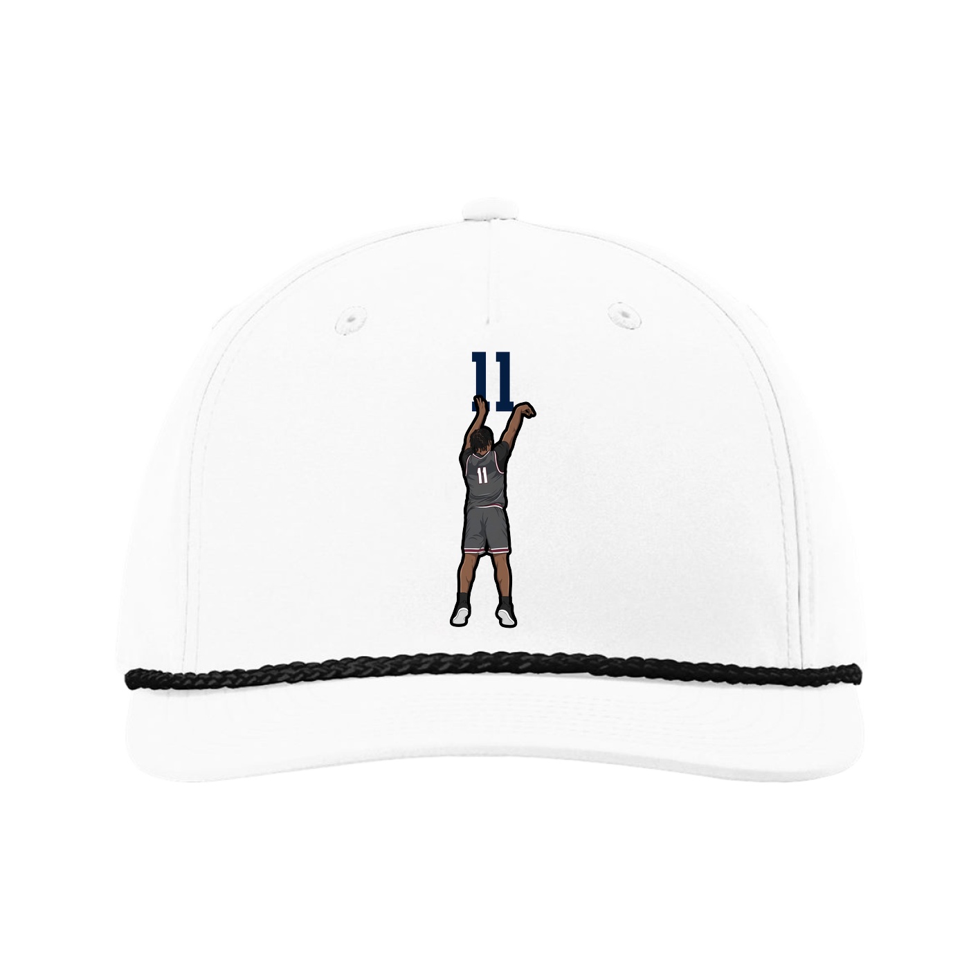 Five-Panel Classic Rope Cap — Number Top in White