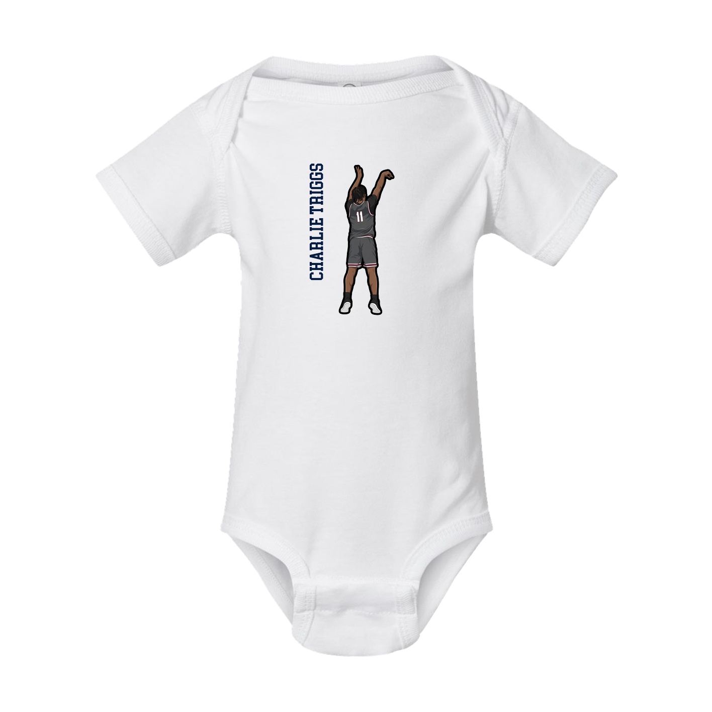 Baby Onesie — Name Vertical in White