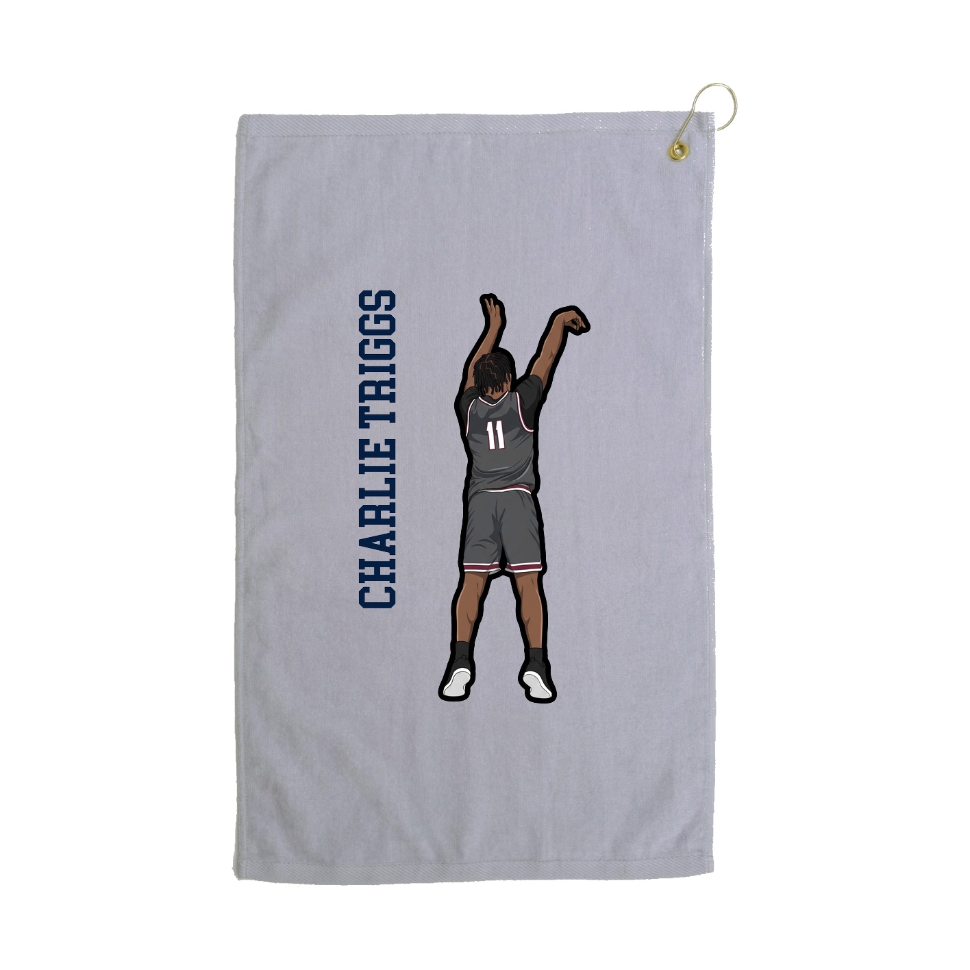 Golf Towel — Name Vertical in Grey