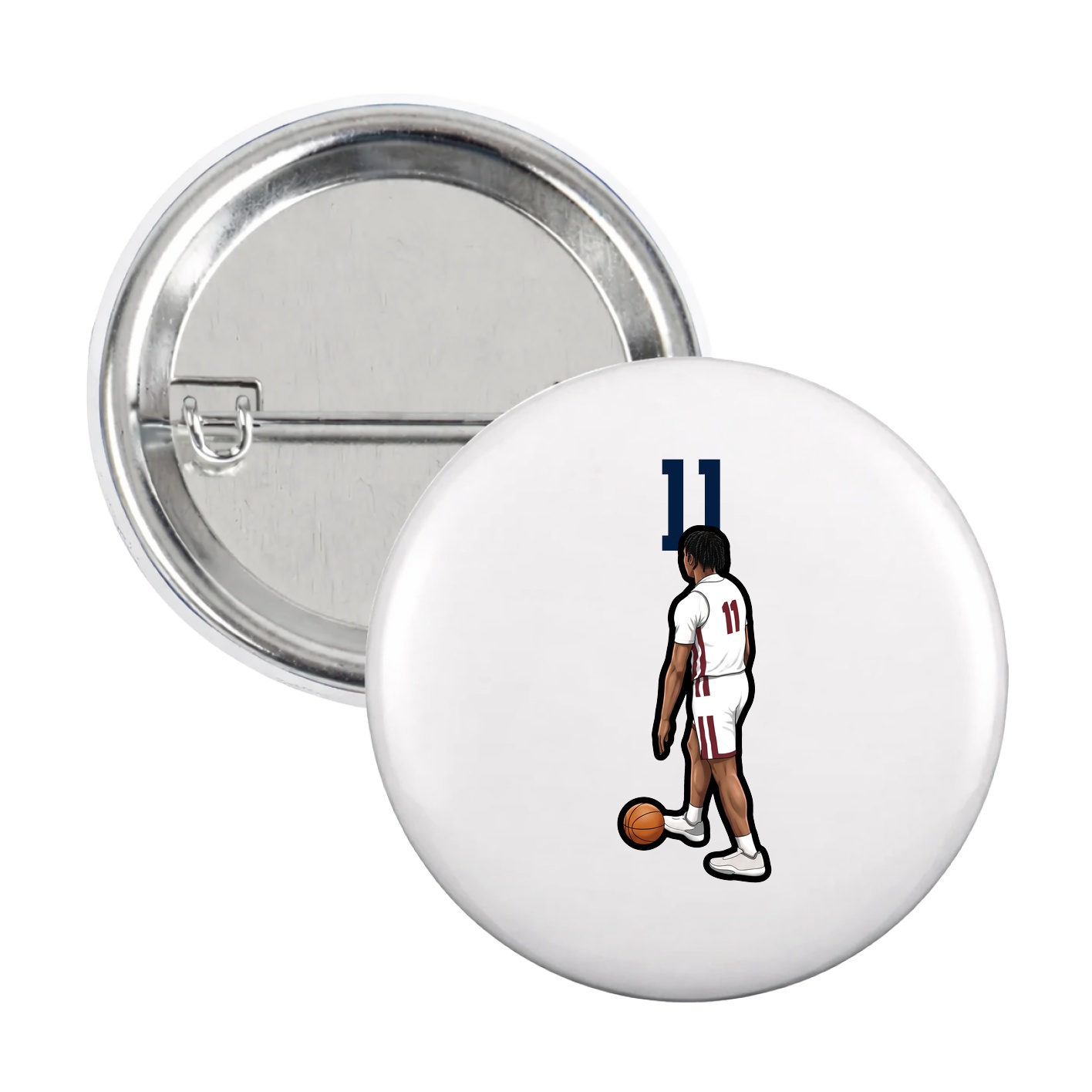 Game Day Button — Number Top in White