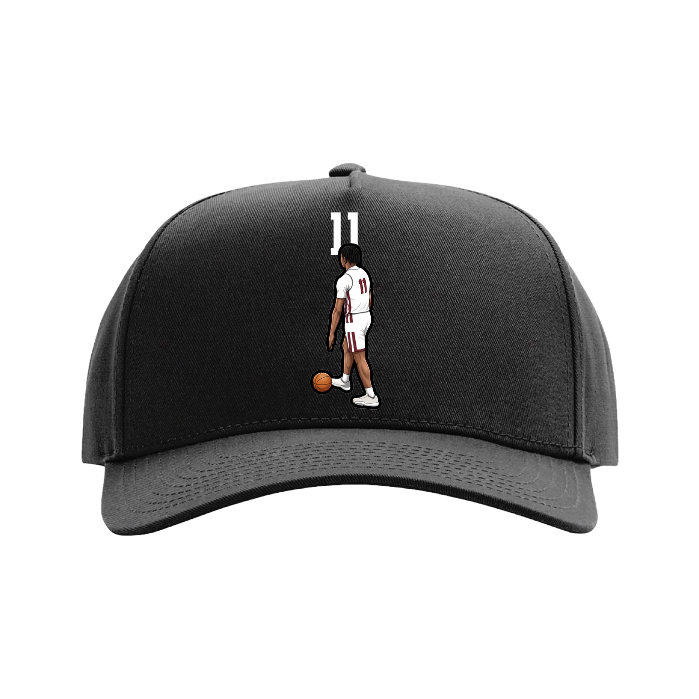 Full Fabric Five-Panel Champ Cap — Number Top in Black