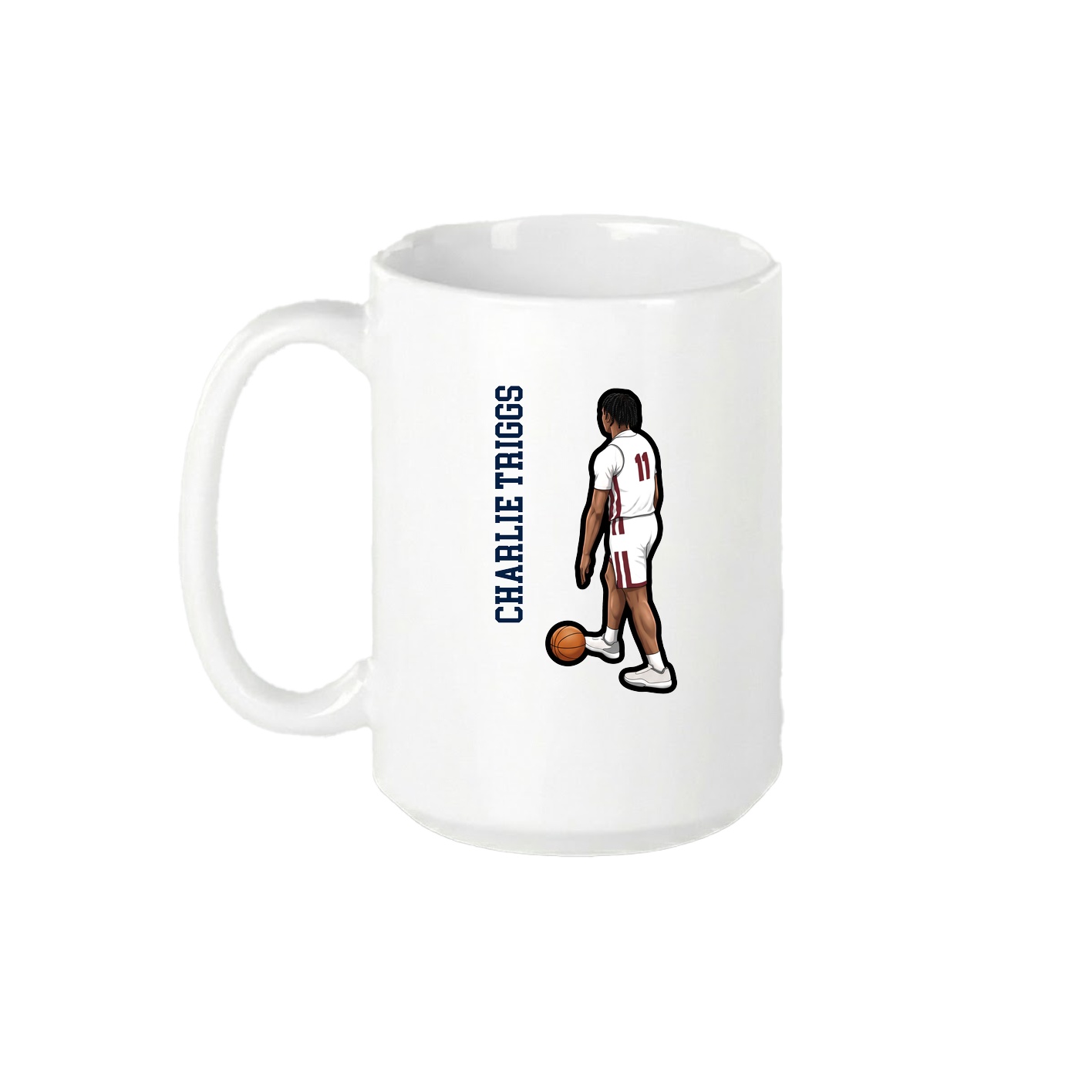 15oz Coffee Mug — Name Vertical in White