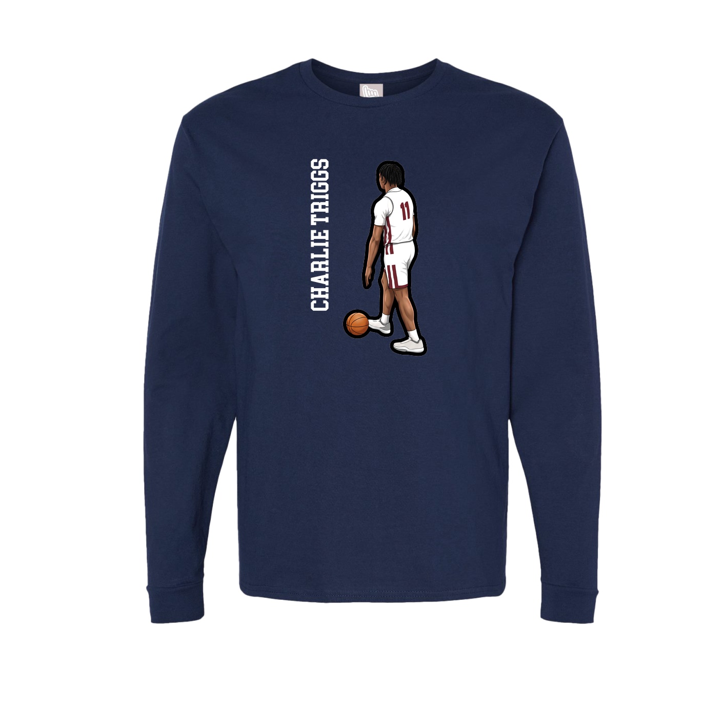 Long Sleeve Tee — Name Vertical in Navy