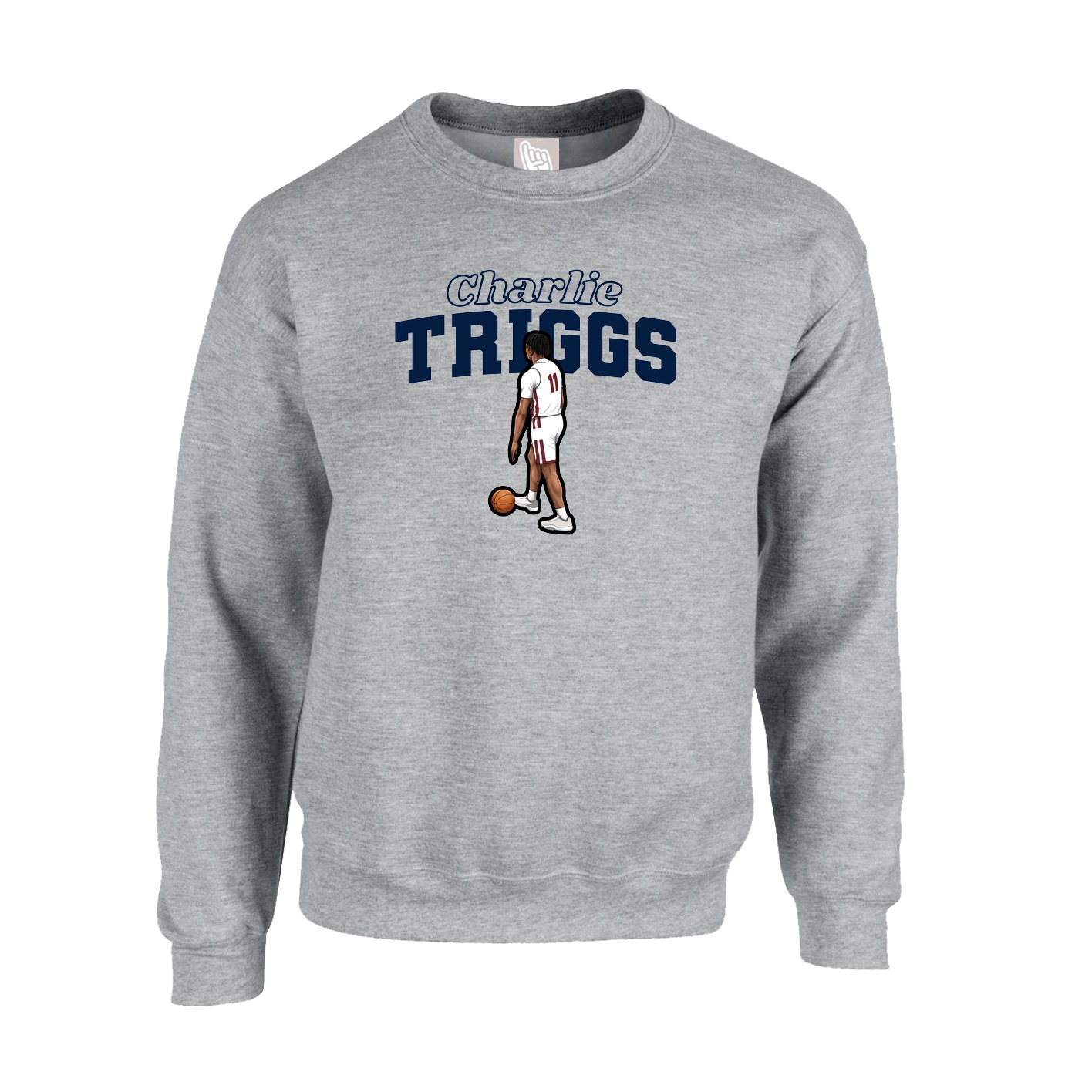 Fleece Crew — Name Arch in Grey