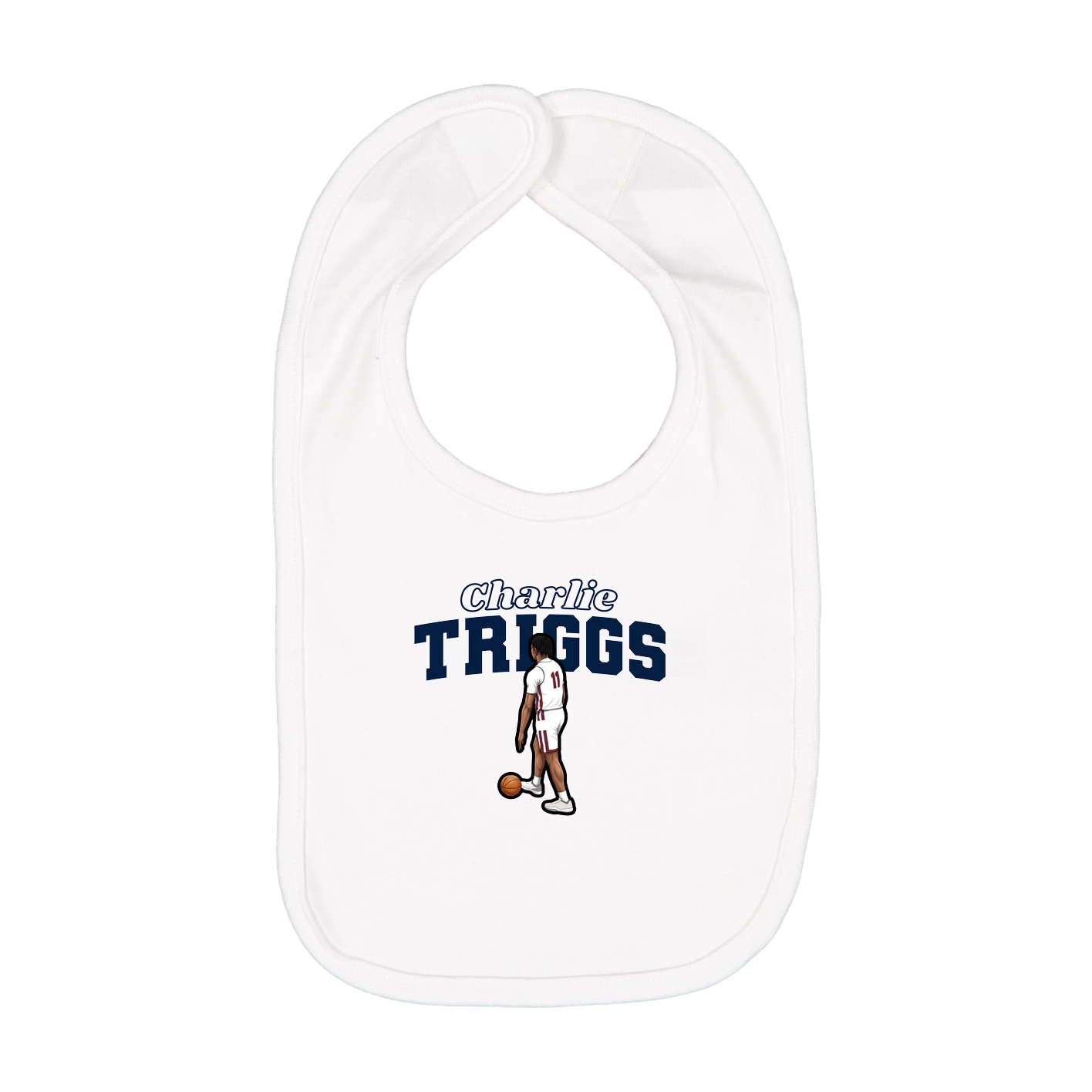 Infant Bib — Name Arch in White
