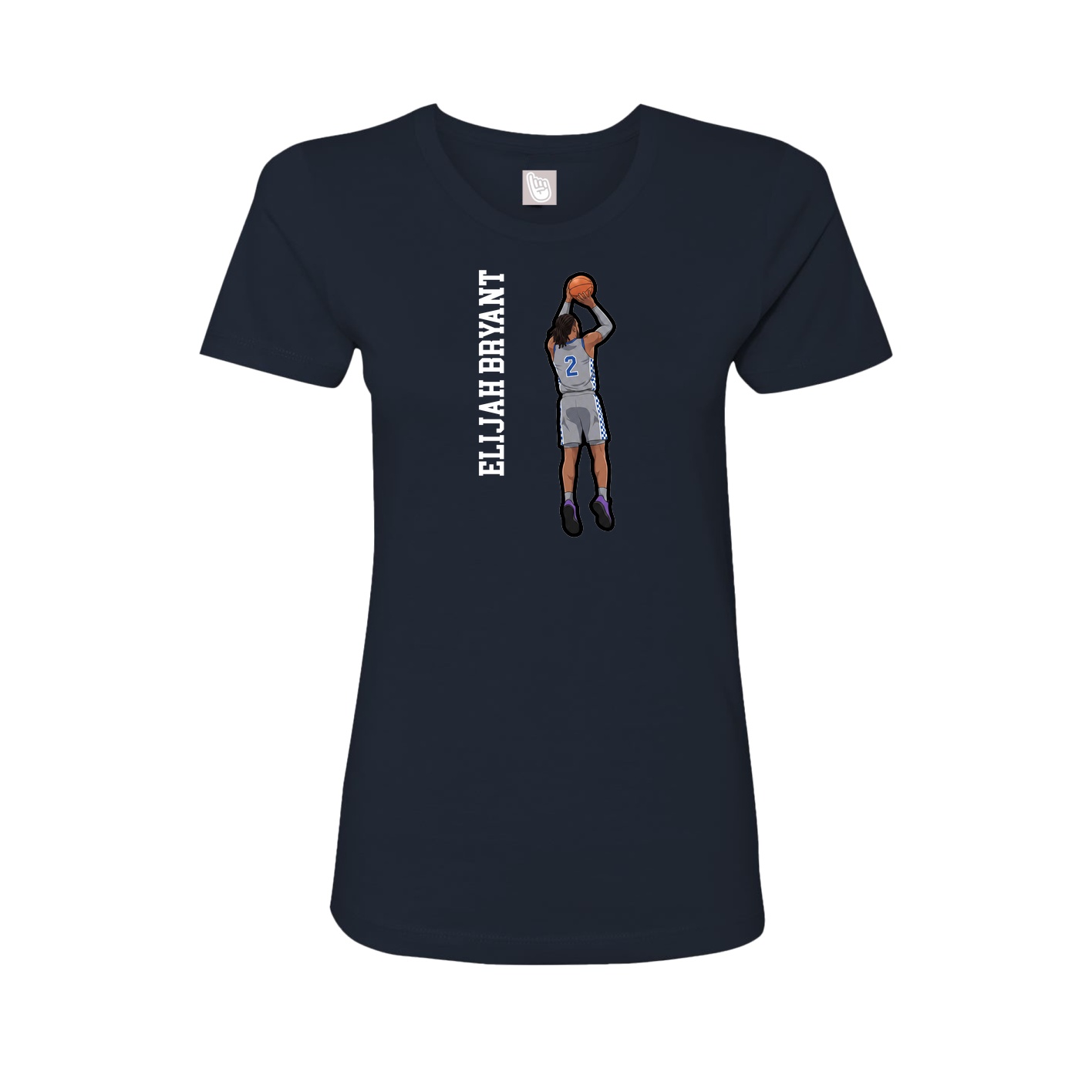 Fitted Women's Tee — Name Vertical in Navy