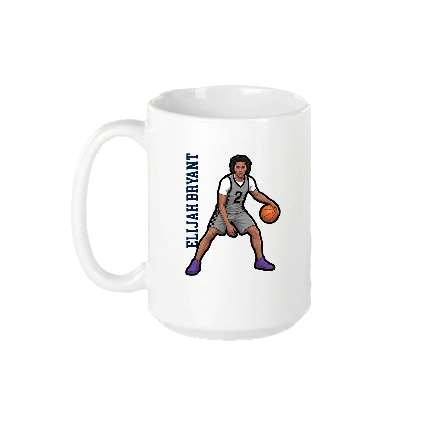 15oz Coffee Mug — Name Vertical in White