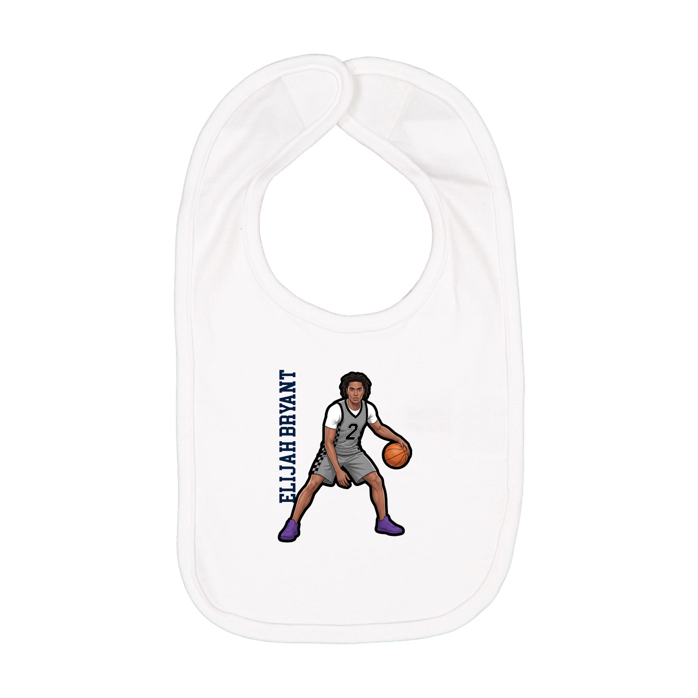 Infant Bib — Name Vertical in White