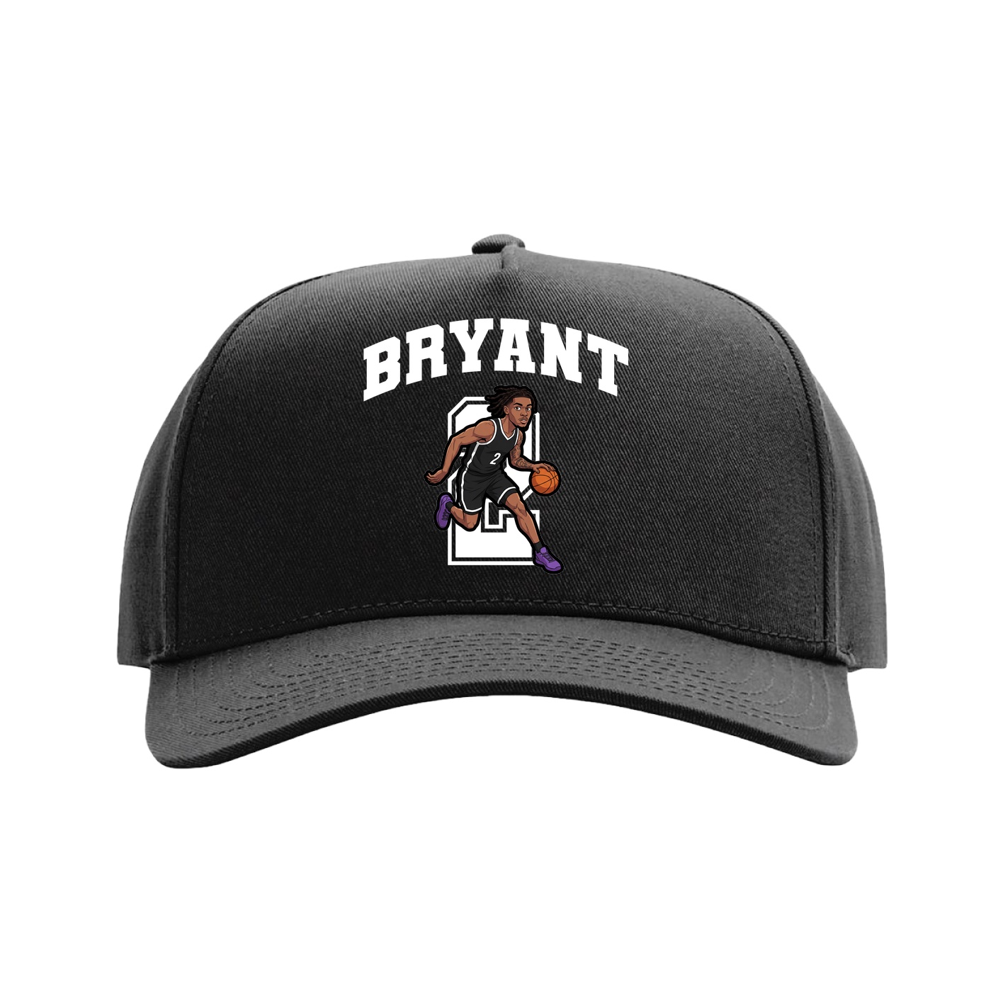 Full Fabric Five-Panel Champ Cap — Number in Black