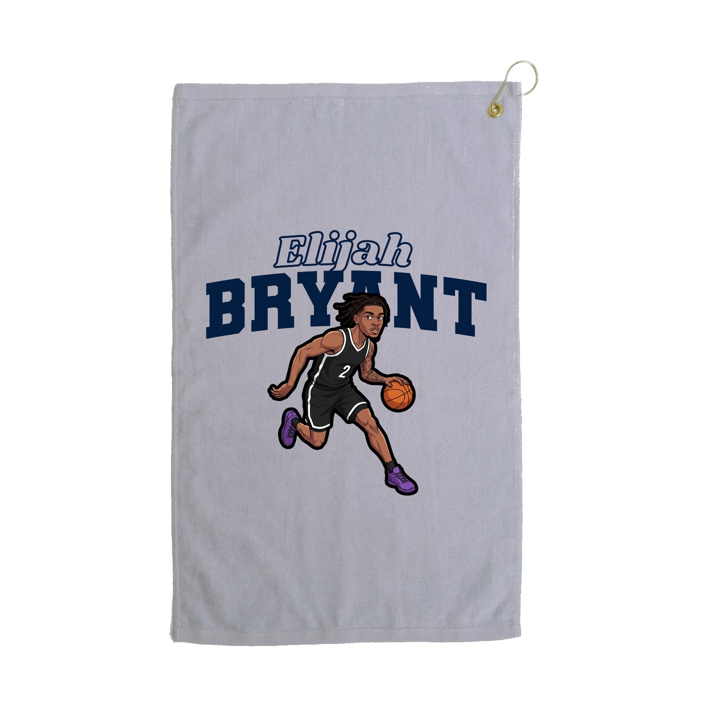 Golf Towel — Name Arch in Grey