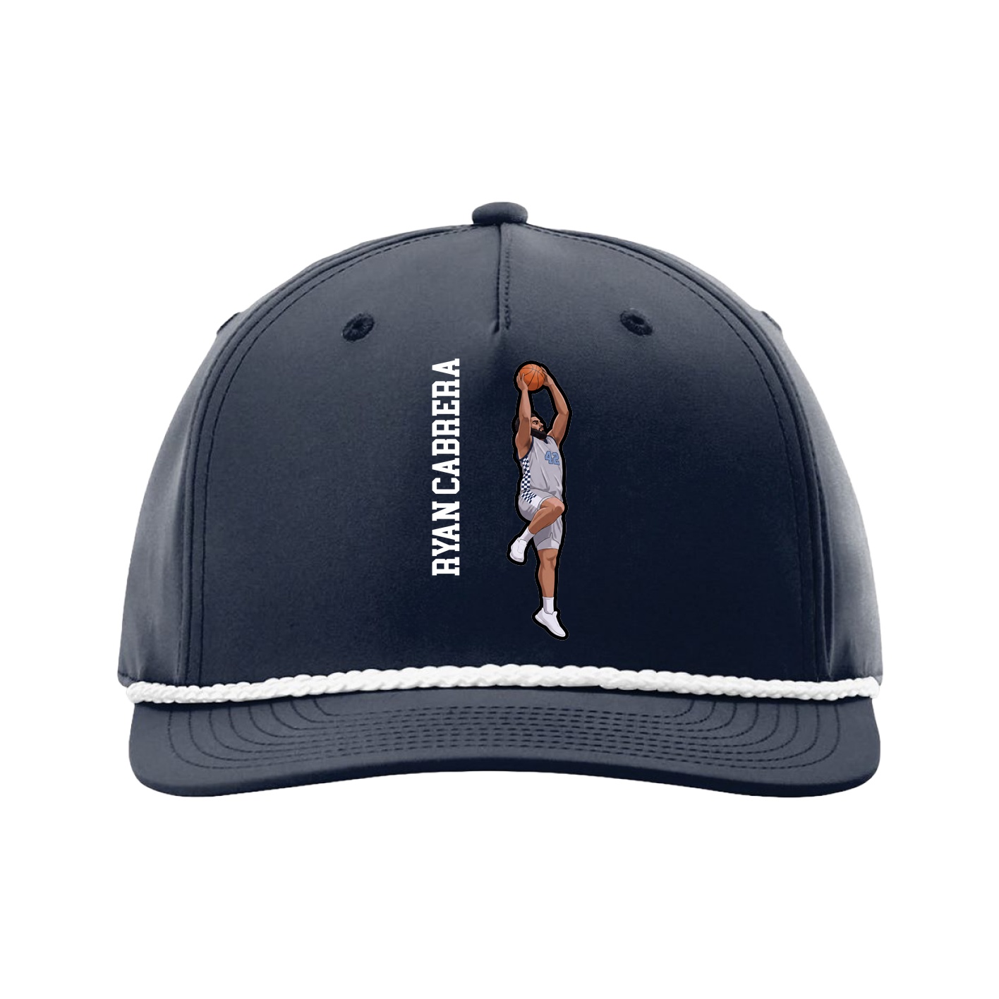 Five-Panel Classic Rope Cap — Name Vertical in Navy
