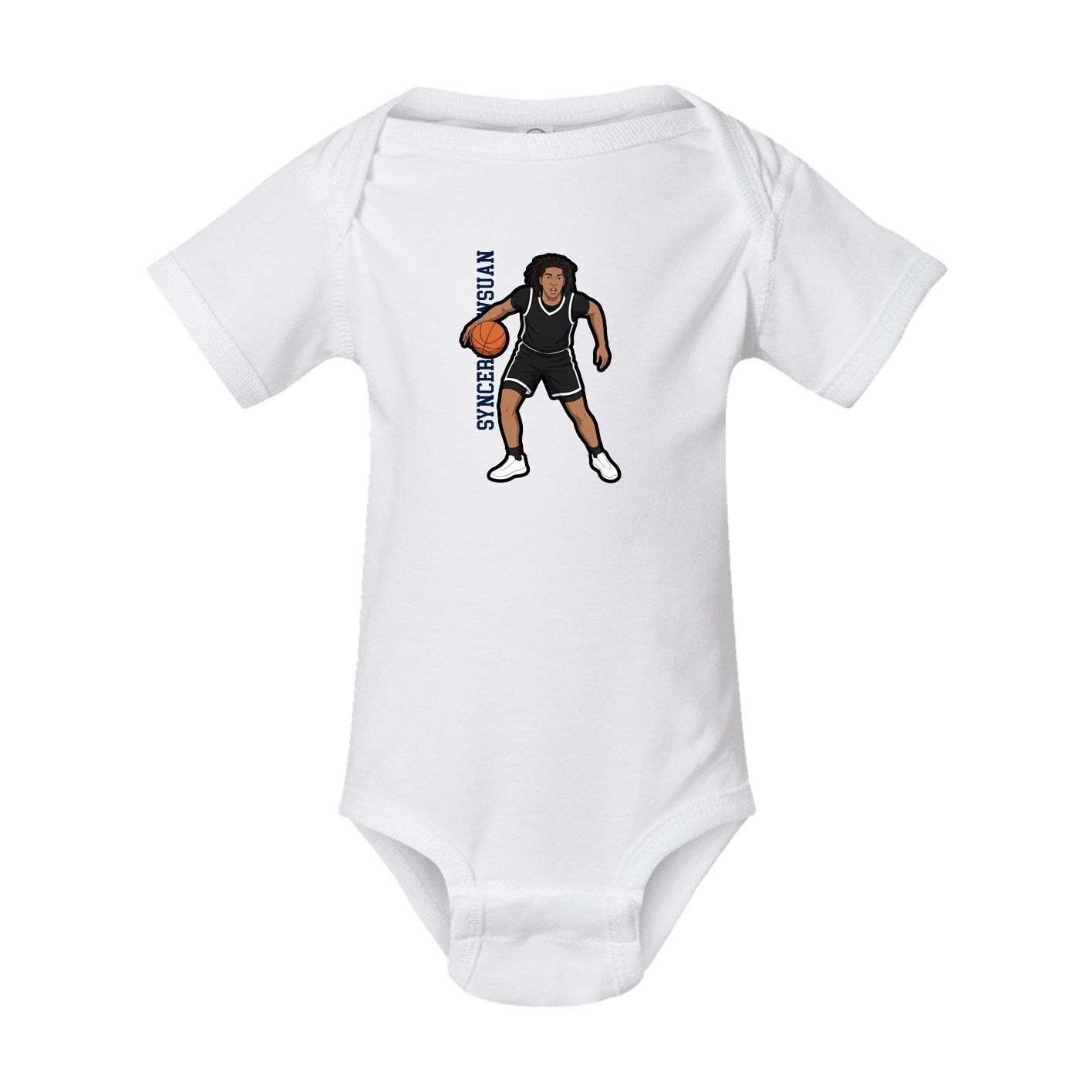 Baby Onesie — Name Vertical in White