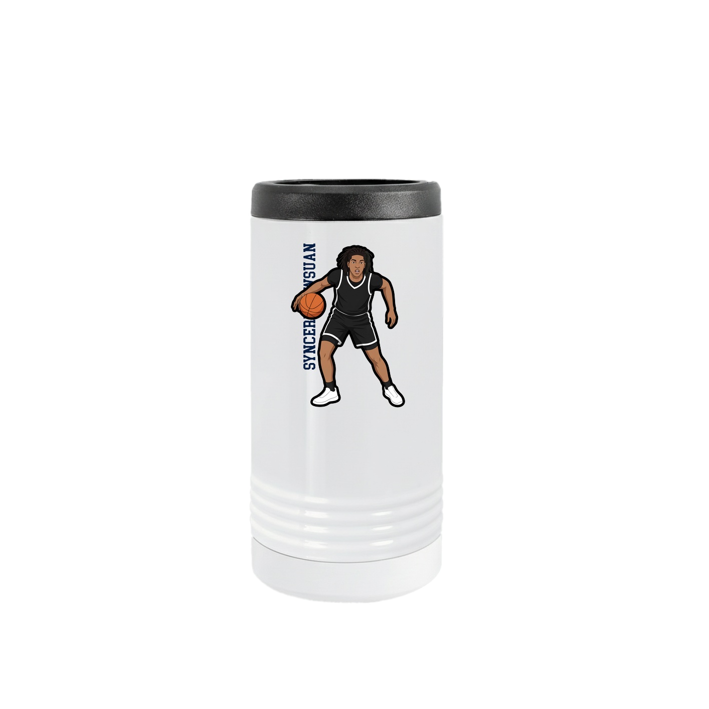 Slim Beverage Holder — Name Vertical in White