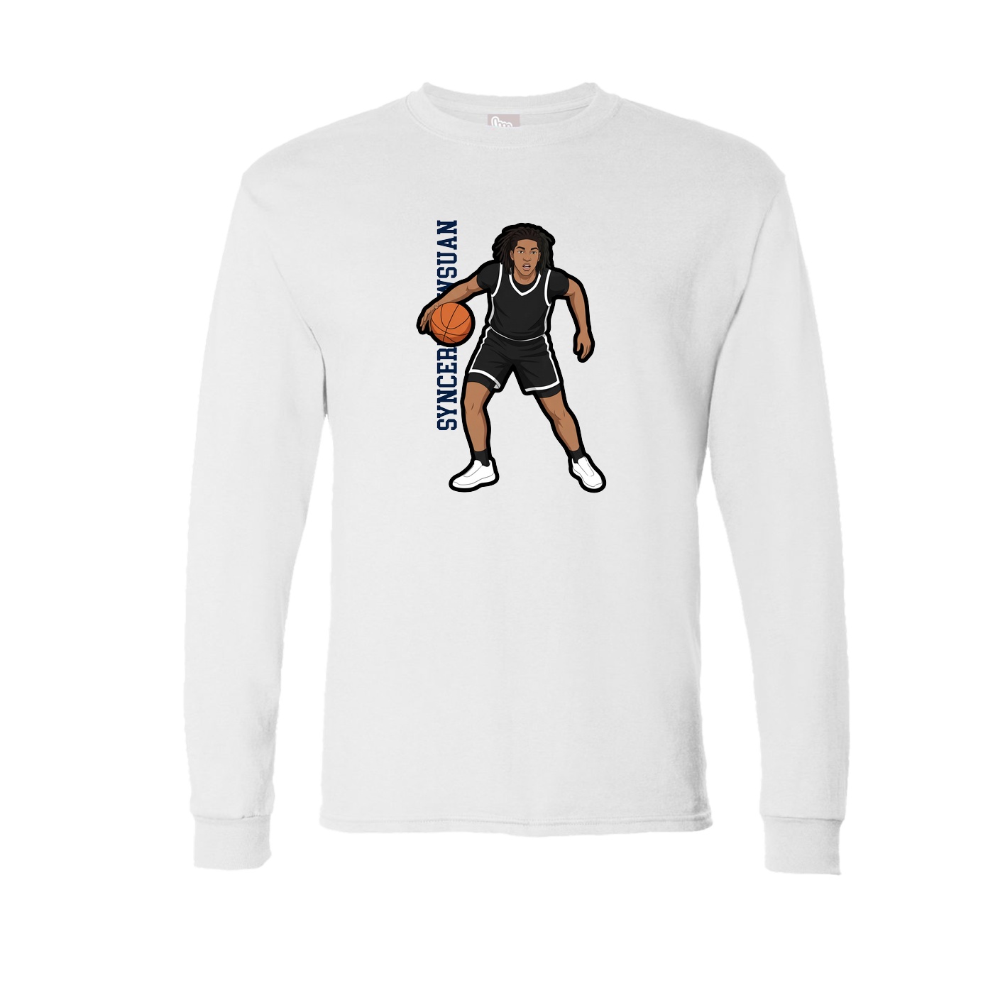 Long Sleeve Tee — Name Vertical in White